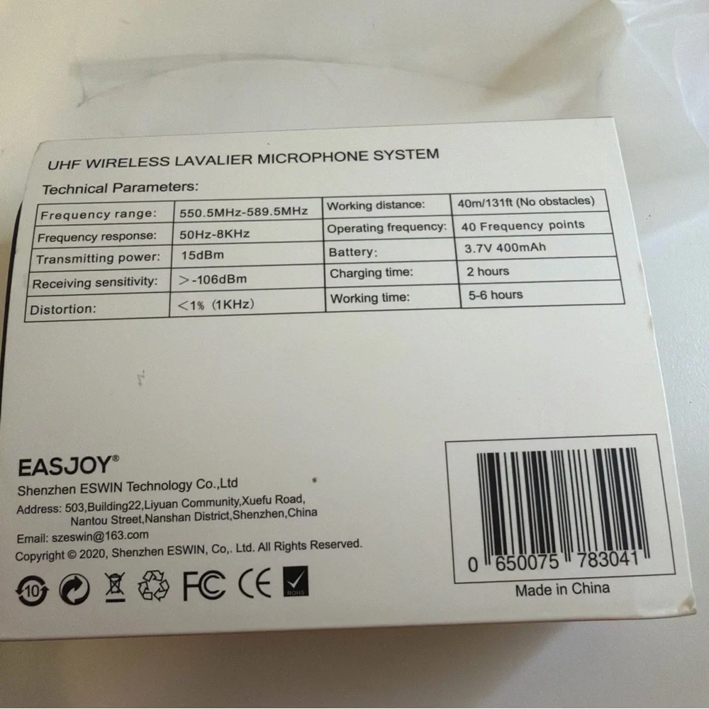 Black Wireless Lavalier Microphone System